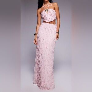 ASOS pink ruffle dress